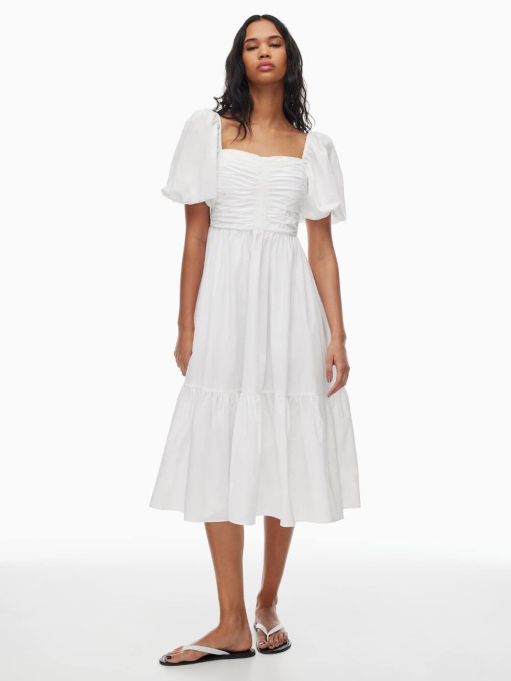Aritzia Wilfred Amuse Poplin Midi Dress - White - Medium